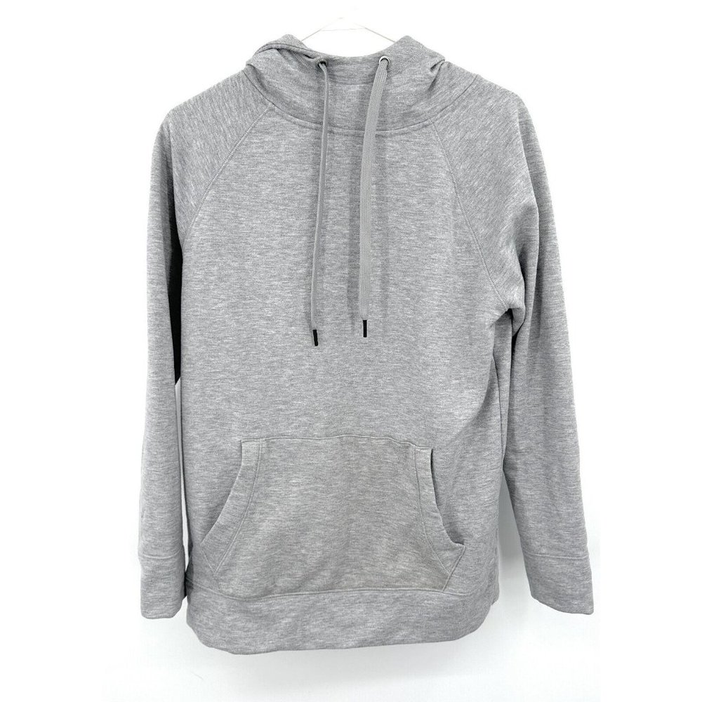 Athleta‎ Womens Hoodie S Heather Gray Long Sleeve Drawstring Pullover